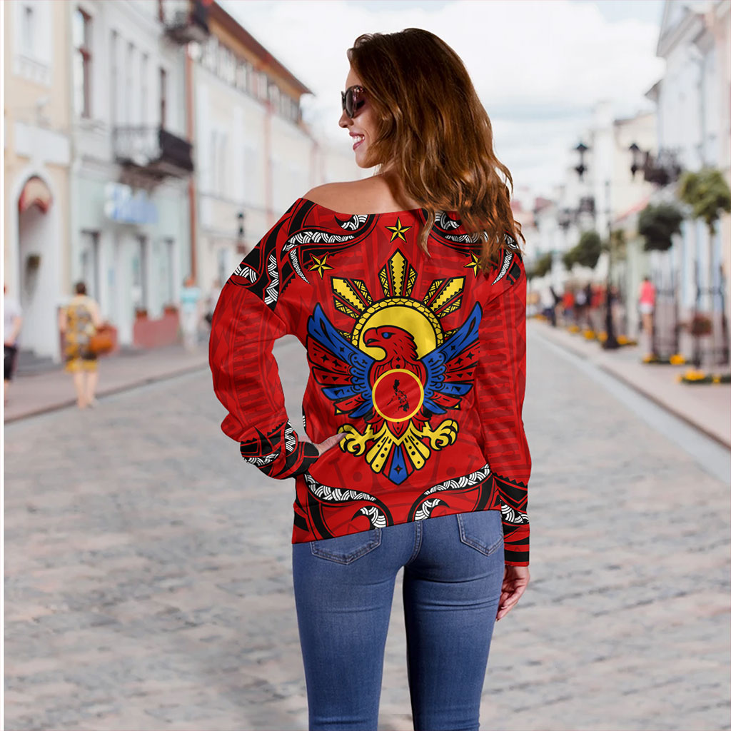 Philippines Filipinos Off Shoulder Sweatshirt Eagle Modern Decorative Art