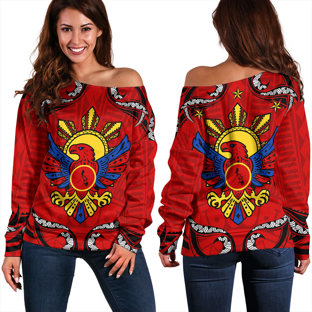 Philippines Filipinos Off Shoulder Sweatshirt Eagle Modern Decorative Art