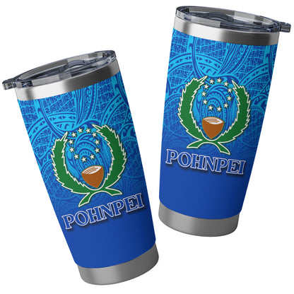 Pohnpei Flag Color With Traditional Patterns Tumbler