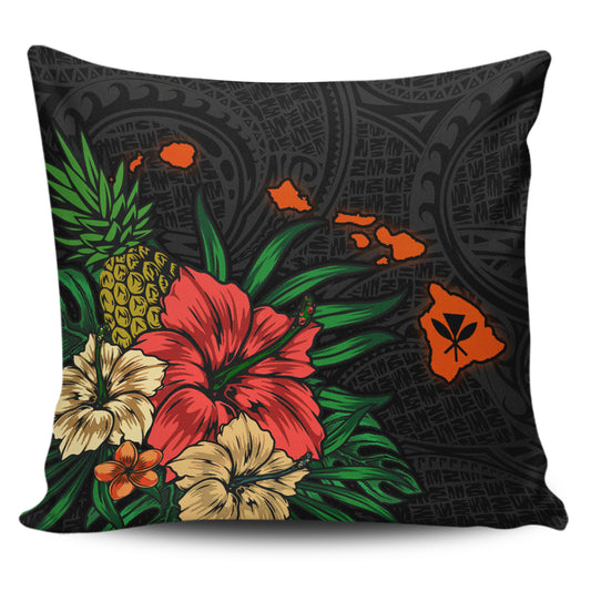 Hawaii Polynesian Kanaka Map Tropical Pillow Cover