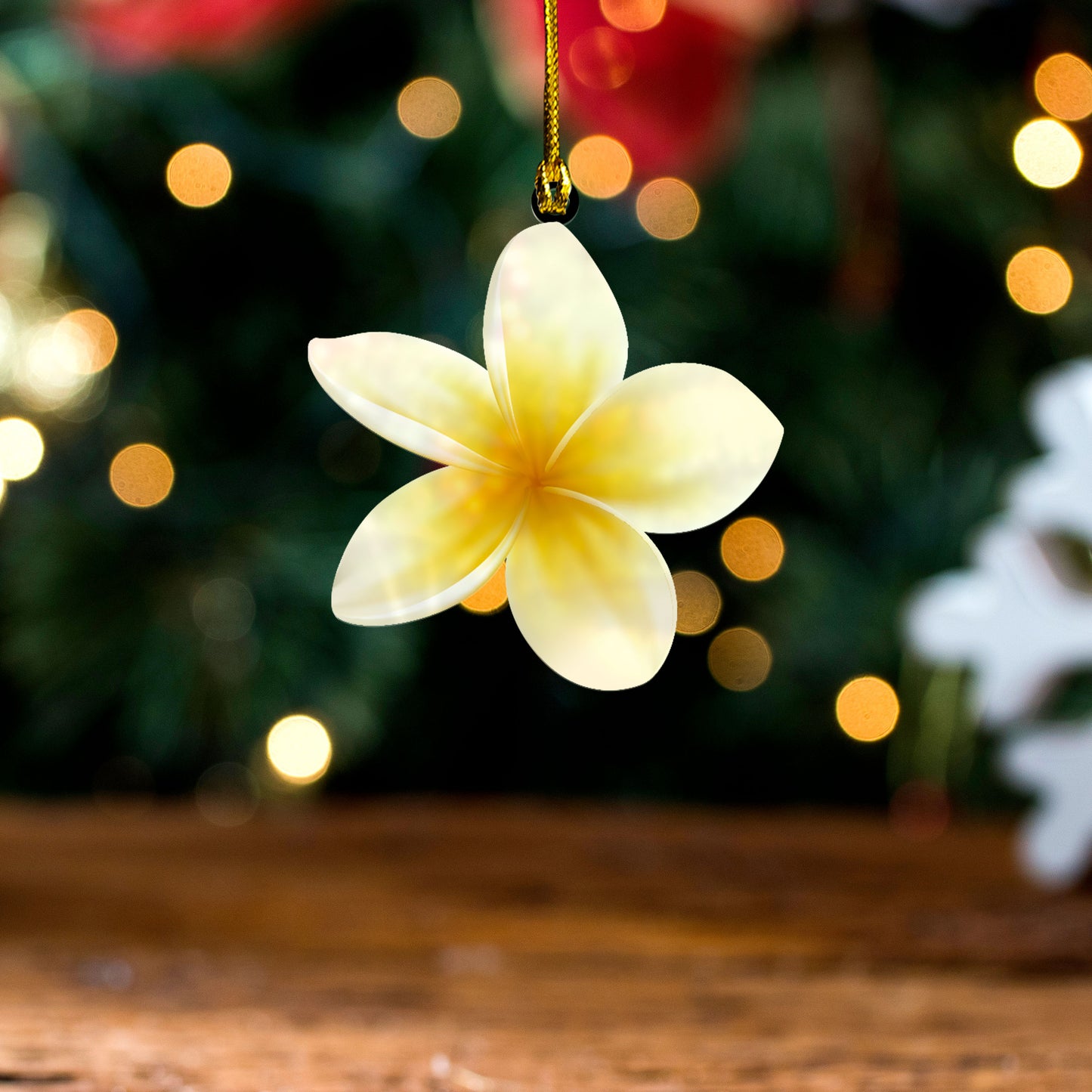 Hawaii Acrylic And Wooden Ornament Polynesia Plumeria Flower