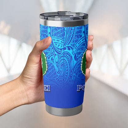 Pohnpei Flag Color With Traditional Patterns Tumbler