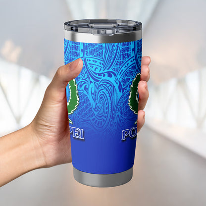 Pohnpei Flag Color With Traditional Patterns Tumbler