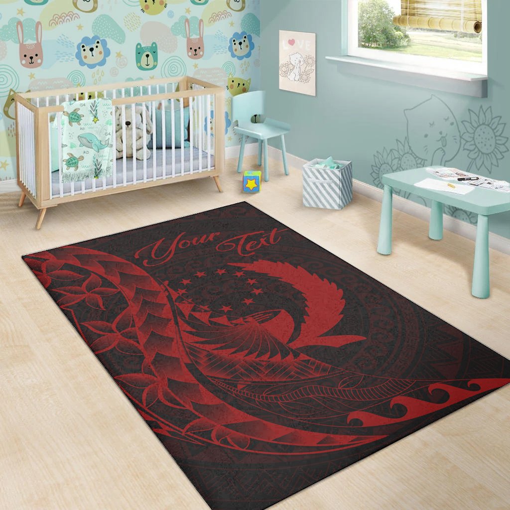 Pohnpei Area Rug - Custom Personalised Polynesian Pattern Style Red Color