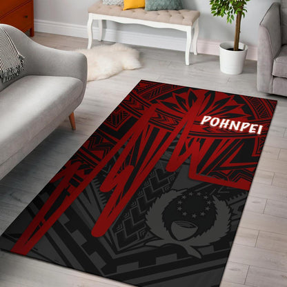Pohnpei Area Rug - Pohnpei Seal In Heartbeat Patterns Style (Red)