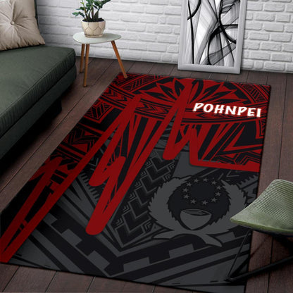 Pohnpei Area Rug - Pohnpei Seal In Heartbeat Patterns Style (Red)