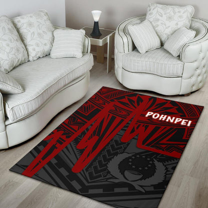 Pohnpei Area Rug - Pohnpei Seal In Heartbeat Patterns Style (Red)