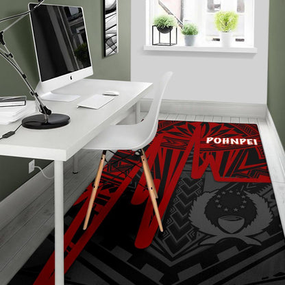 Pohnpei Area Rug - Pohnpei Seal In Heartbeat Patterns Style (Red)