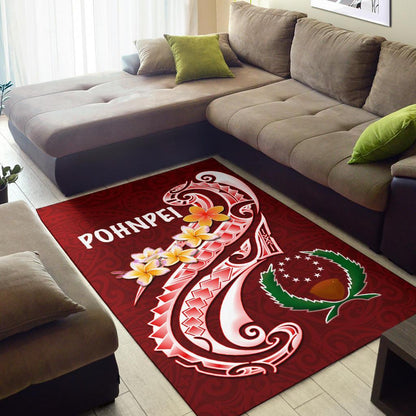 Pohnpei Area Rug - Pohnpei Seal Polynesian Patterns Plumeria