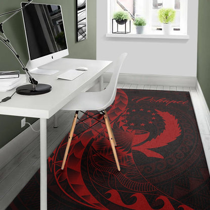 Pohnpei Area Rug - Polynesian Pattern Style Red Color