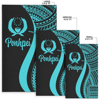 Pohnpei Area Rug - Turquoise Polynesian Tentacle Tribal Pattern