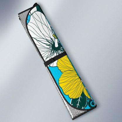 Pohnpei Auto Sun Shades - Polynesian Pattern Aquamarine Stone Color
