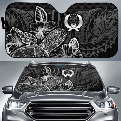 Pohnpei Auto Sun Shades Turtle Hibiscus Black