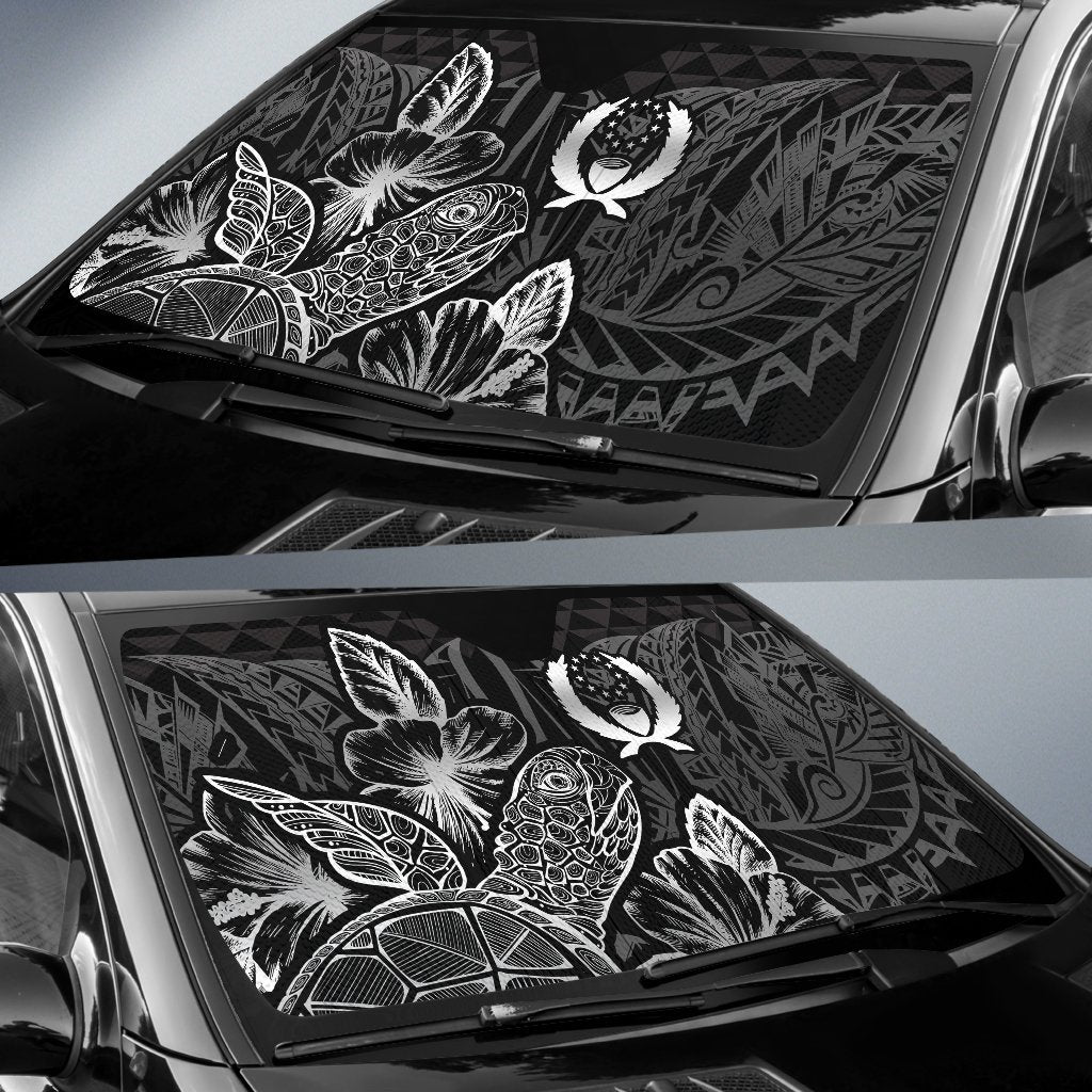 Pohnpei Auto Sun Shades Turtle Hibiscus Black