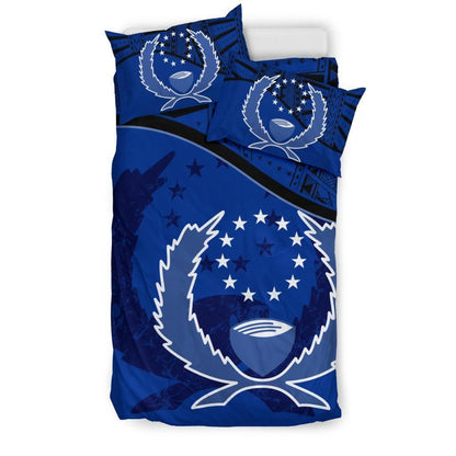 Pohnpei Duvet Cover Set - Pohnpei Flag Dark Blue