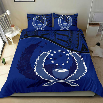 Pohnpei Duvet Cover Set - Pohnpei Flag Dark Blue