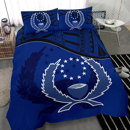 Pohnpei Duvet Cover Set - Pohnpei Flag Dark Blue