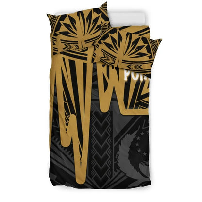 Pohnpei Bedding Set - Pohnpei Seal In Heartbeat Patterns Style (Gold)
