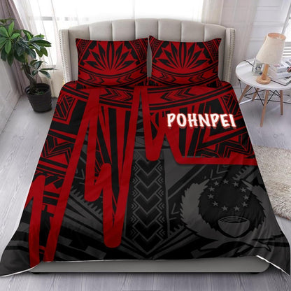 Pohnpei Bedding Set - Pohnpei Seal In Heartbeat Patterns Style (Red)