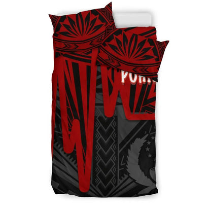 Pohnpei Bedding Set - Pohnpei Seal In Heartbeat Patterns Style (Red)
