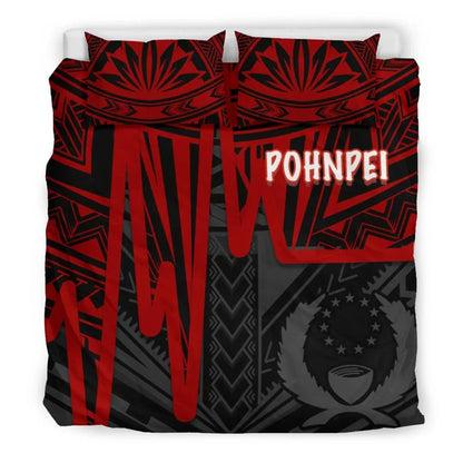Pohnpei Bedding Set - Pohnpei Seal In Heartbeat Patterns Style (Red)