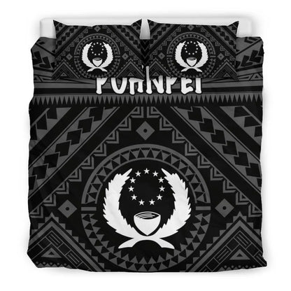 Pohnpei Bedding Set - Pohnpei Seal With Polynesian Tattoo Style ( Black)