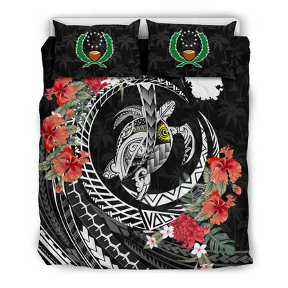 Polynesian Duvet Cover Set - Pohnpei Bedding Set Polynesia Map Turtle Hibiscus