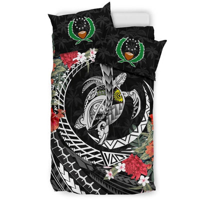 Polynesian Duvet Cover Set - Pohnpei Bedding Set Polynesia Map Turtle Hibiscus