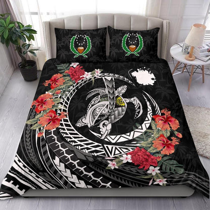 Polynesian Duvet Cover Set - Pohnpei Bedding Set Polynesia Map Turtle Hibiscus