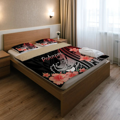 Pohnpei Bedding Set - Polynesian Hibiscus Pattern Style