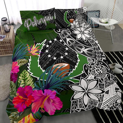 Pohnpei Bedding Set - Turtle Plumeria Banana Leaf