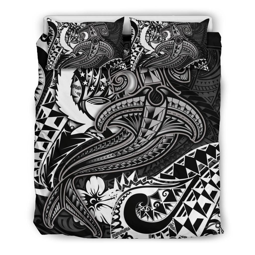 Pohnpei Bedding Set - White Shark Polynesian Tattoo