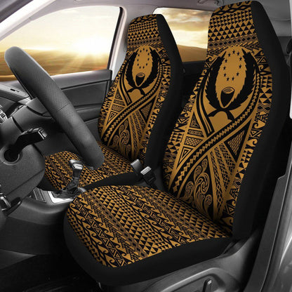 Pohnpei Car Seat Cover - Pohnpei Flag Polynesian Tattoo Gold