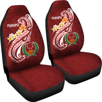 Pohnpei Car Seat Covers - Pohnpei Seal Polynesian Patterns Plumeria