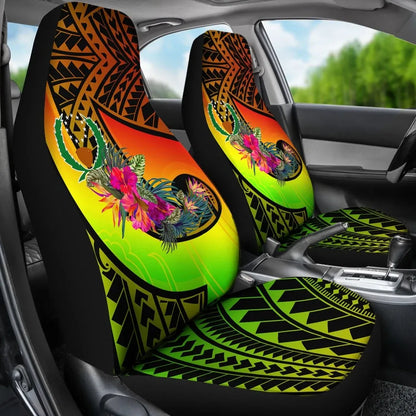 Pohnpei Car Seat Covers - Polynesian Hook And Hibiscus (Reggae)