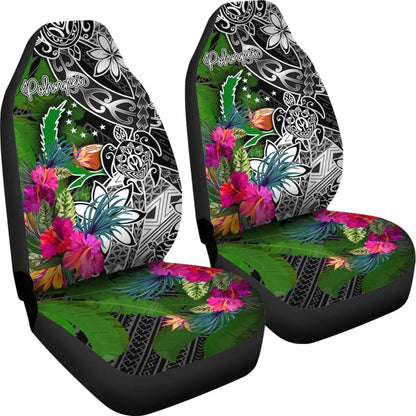 Pohnpei Car Seat Covers - Turtle Plumeria Banana Leaf