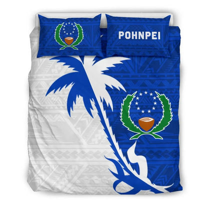 Pohnpei Duvet Cover Set - Pohnpei Flag & Coconut Tree