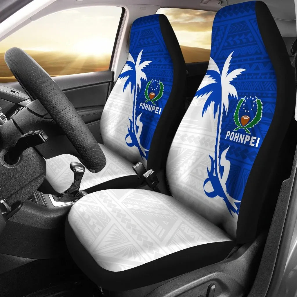 Pohnpei Car Seat Covers - Pohnpei Flag Coconut Tree