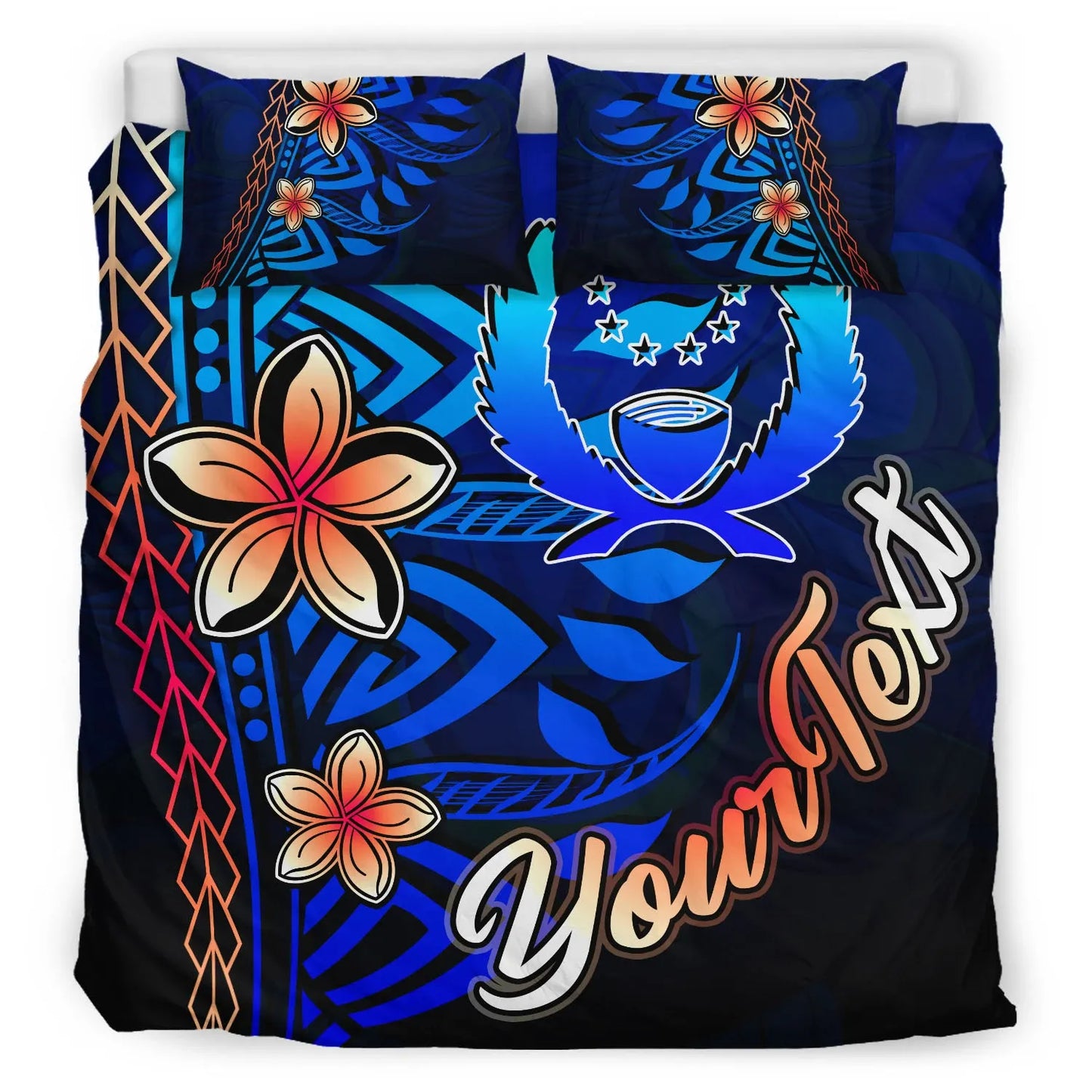 Pohnpei Custom Personalised Bedding Set - Vintage Tribal Mountain