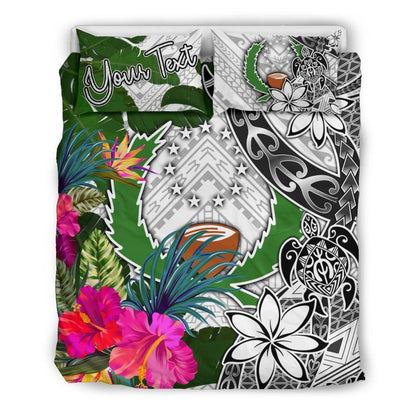 Pohnpei Custom Personalised Bedding Set White - Turle Plumeria Banana Leaf
