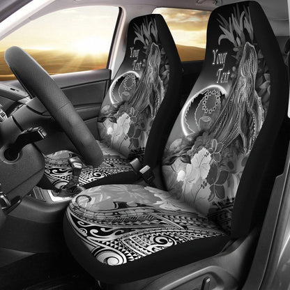 Pohnpei Custom Personalised Car Seat Covers - Humpback Whale with Tropical Flowers (White)