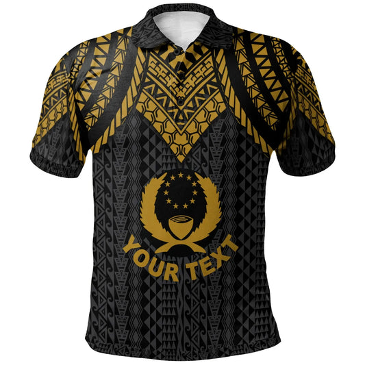 Pohnpei Custom Personalised Polo Shirt - Polynesian Armor Style Gold