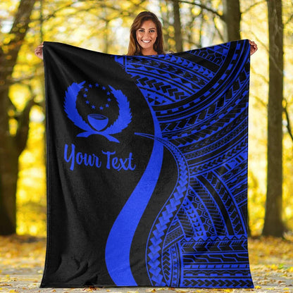 Pohnpei Custom Personalised Premium Blanket - Blue Polynesian Tentacle Tribal Pattern