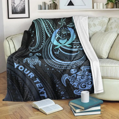 Pohnpei Custom Personalised Premium Blanket- Blue Turtle