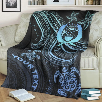 Pohnpei Custom Personalised Premium Blanket- Blue Turtle