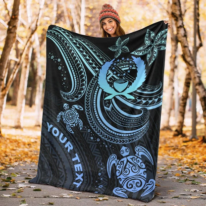 Pohnpei Custom Personalised Premium Blanket- Blue Turtle