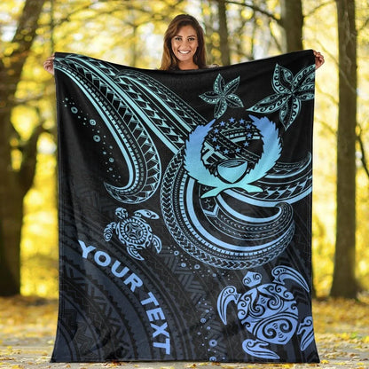 Pohnpei Custom Personalised Premium Blanket- Blue Turtle