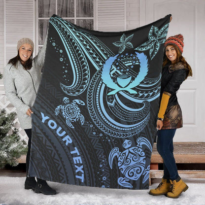Pohnpei Custom Personalised Premium Blanket- Blue Turtle