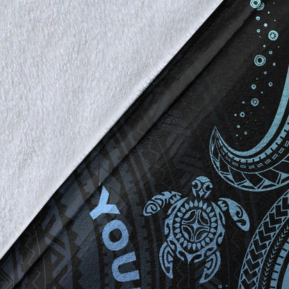 Pohnpei Custom Personalised Premium Blanket- Blue Turtle