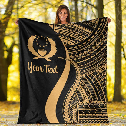 Pohnpei Custom Personalised Premium Blanket - Gold Polynesian Tentacle Tribal Pattern
